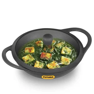 Hawkins Futura Cast Iron Kadhai 3.5 Litre with Glass Lid (CIK35G) Naturally Nonstick Cast Iron Cookware