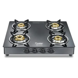 Prestige Marvel Plus Square 4 Burner Toughened Glass Top Black Gas Stove GTM04 | Manual | Glass Top Gas Stove