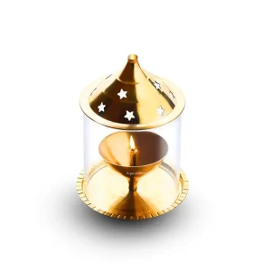 Signoraware Akhand Diya Small Brass with Glass Cover – Long-Lasting Puja Diya for Home Temple (2101)