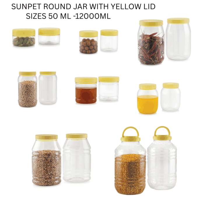 SUNPET ROUND JAR WITH YELLOW LID