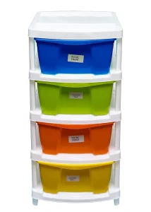 Neoveer Spacer Multipurpose Drawer 4 Container | Plastic Multicolour | Multipurpose Drawer for Home, Office & Kitchen