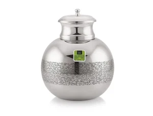 Mirror Stainless Steel Water Pot Deluxe Large Ornate Plus With Lid 10 Litre