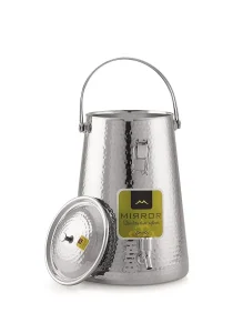 Mirror Stainless Steel Conical Water Tank With Tap Large Hammered (15Litre) Water Matka With Tap, Stainless Steel Water Storage Tank