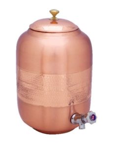 Saga Pure Copper Matka With Tap 12L, Copper Water Dispenser